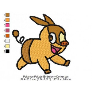 Pokemon Pokabu Embroidery Design